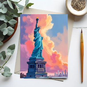 Freiheitsstatue New York City Aquarell Postkarte