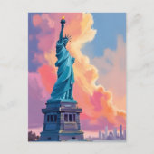 Freiheitsstatue New York City Wasserfarbe Postkarte (Vorderseite)