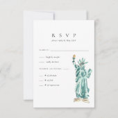 Freiheitsstatue New York City Wedding RSVP Karte (Vorderseite)