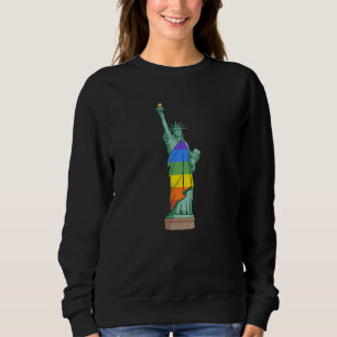 Freiheitsstatue New York Ny Wearing LGBT Rainbow Sweatshirt
