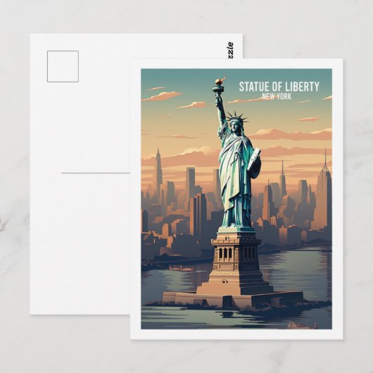 Freiheitsstatue New York Postkarte (Vorne/Hinten)