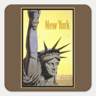 Freiheitsstatue New York Reiseplakat Quadratischer Aufkleber