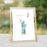 Freiheitsstatue New York Wedding Tischnummer<br><div class="desc">Chic Hochzeitssitzkarten mit einem Aquarellbild der Freiheitsstatue von New York City. Die Verbindung der malerischen Aquarellfarbe mit der schicken Typografie sorgt für eine wunderbar unterhaltsame Kombination.</div>