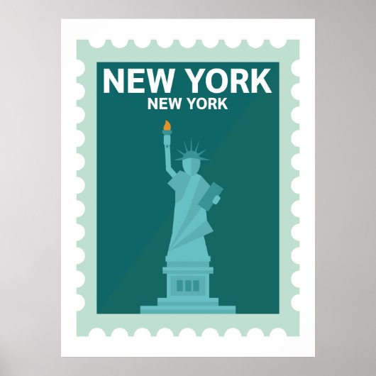 Freiheitsstatue - New Yorker Briefmarke Poster (Vorne)