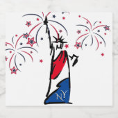 Freiheitsstatue NY Rot Weiß und Blau Bierflaschenetikett (Einzelnes Label)