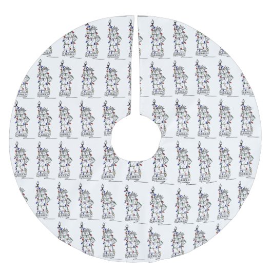 Freiheitsstatue NYC Lights New York Sehenswürdigke Polyester Weihnachtsbaumdecke (Vorderseite)