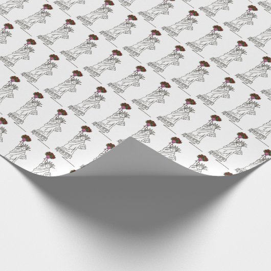 Freiheitsstatue NYC Valentinstag Rose Liebe Geschenkpapier (Ecke)