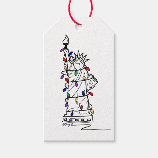 Freiheitsstatue NYC Weihnachtslicht Weihnachten Geschenkanhänger (Vorderseite)