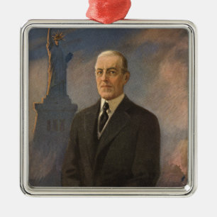 Freiheitsstatue & Präsident Woodrow Wilson Ornament Aus Metall