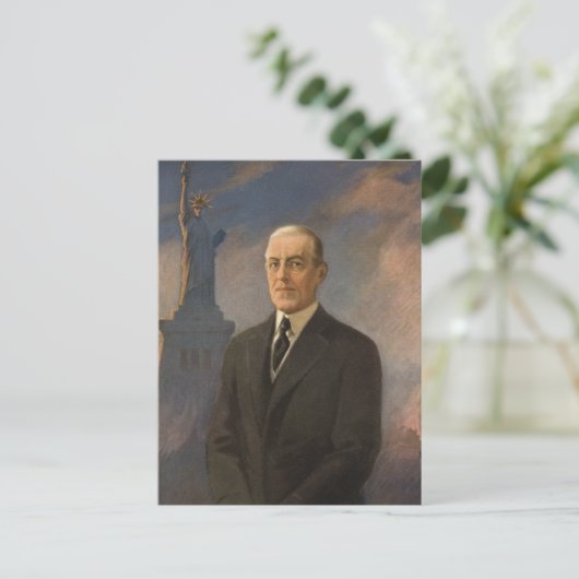 Freiheitsstatue & Präsident Woodrow Wilson Postkarte (Stehend Vorderseite)