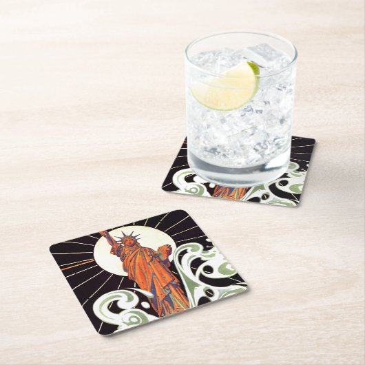 Freiheitsstatue Rechteckiger Pappuntersetzer (Vor Ort)