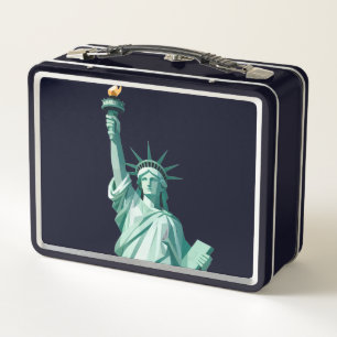 Freiheitsstatue Retro Geometric Metal Lunchbox