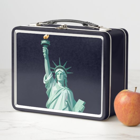 Freiheitsstatue Retro Geometric Metal Lunchbox (Beispiel)