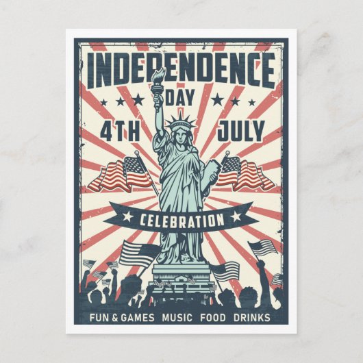 Freiheitsstatue Retro Postkarte (Vorderseite)