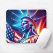 Freiheitsstatue Rot Weiß Blau Mit Flagge Mousepad (Mit Mouse)