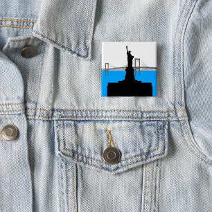 Freiheitsstatue Silhouette New York Skyline Button