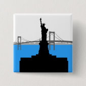 Freiheitsstatue Silhouette New York Skyline Button (Vorderseite)