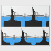Freiheitsstatue Silhouette New York Skyline Geschenkpapier (Flach)