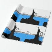 Freiheitsstatue Silhouette New York Skyline Geschenkpapier (Ungerollt)