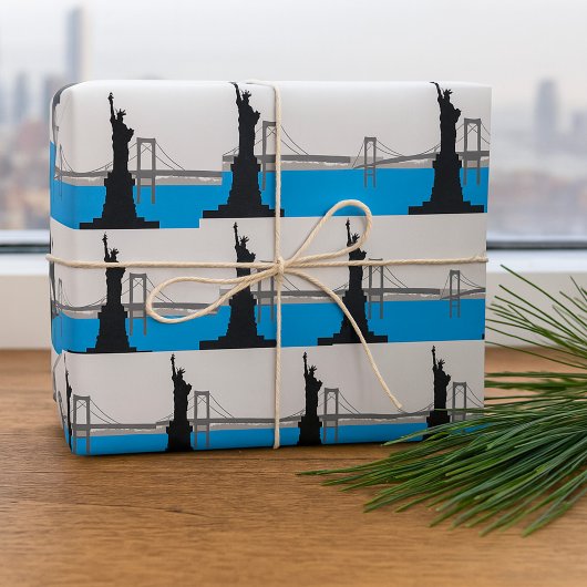 Freiheitsstatue Silhouette New York Skyline Geschenkpapier