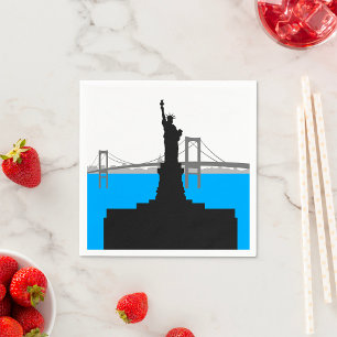 Freiheitsstatue Silhouette New York Skyline Serviette