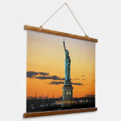 Freiheitsstatue, Sonnenaufgang Foto, Wandteppich Mit Holzrahmen (Gewinkelt)