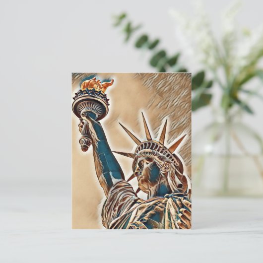 Freiheitsstatue stilisiert postkarte (Stehend Vorderseite)