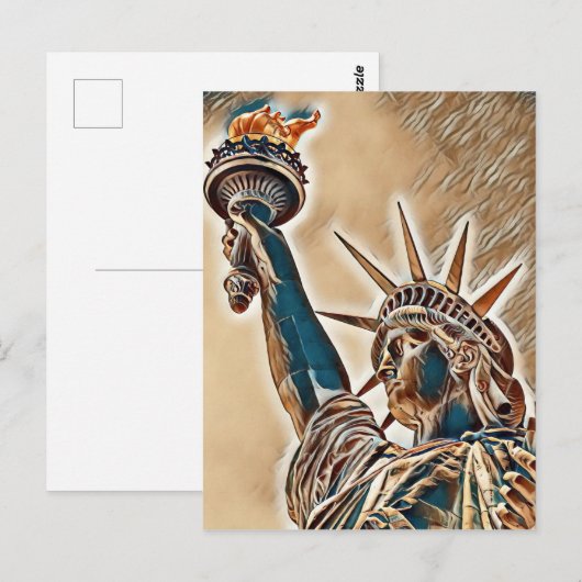Freiheitsstatue stilisiert postkarte (Vorne/Hinten)