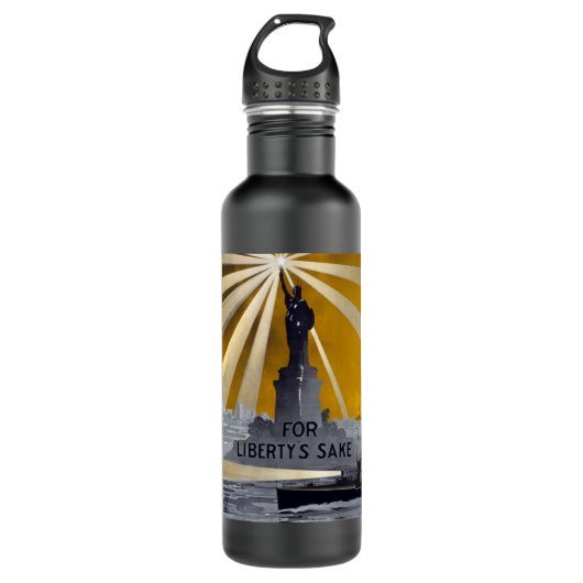 Freiheitsstatue Torch und Zweiter Weltkrieg der US Edelstahlflasche (Vorderseite)
