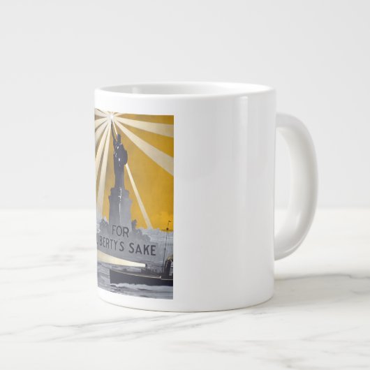Freiheitsstatue Torch und Zweiter Weltkrieg der US Jumbo-Tasse (Vorderseite Rechts)