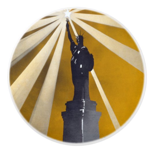 Freiheitsstatue Torch und Zweiter Weltkrieg der US Keramikknauf (Vorderseite)