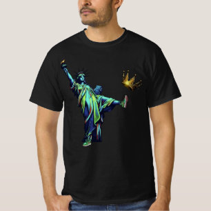 Freiheitsstatue Tritt Krone Schablonen Kunst Vin T-Shirt