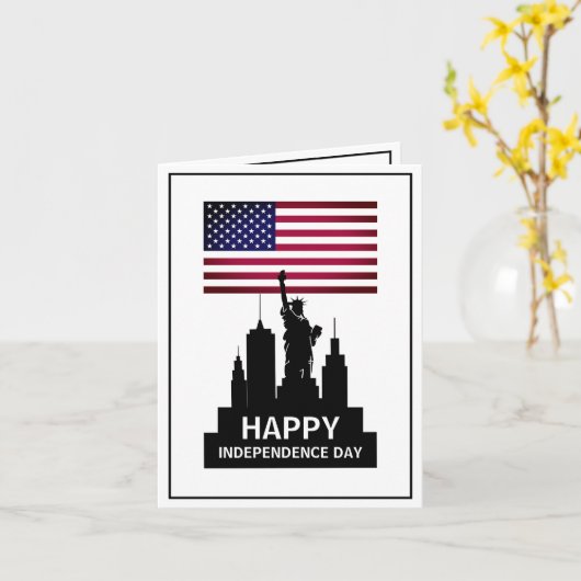 Freiheitsstatue, Unabhängigkeitstag Karte (Gelbe Blume)