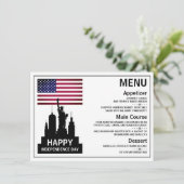 Freiheitsstatue, Unabhängigkeitstag Menükarte (Stehend Vorderseite)