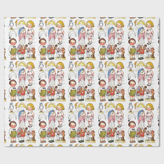 Freiheitsstatue Uncle Sam George Washington Puppe Geschenkpapier (Flach)