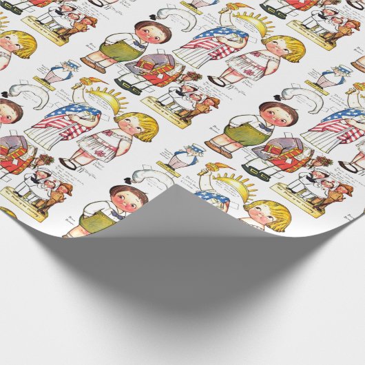 Freiheitsstatue Uncle Sam George Washington Puppe Geschenkpapier (Ecke)