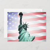 Freiheitsstatue und amerikanische Flagge Postkarte (Vorne/Hinten)