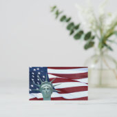 Freiheitsstatue und amerikanische Flagge Visitenkarte (Stehend Vorderseite)