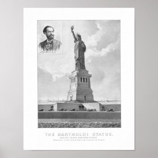 Freiheitsstatue und Bartholdi Portrait Poster (Vorne)