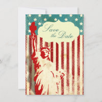 Freiheitsstatue und Fahne Hochzeit speichern das D