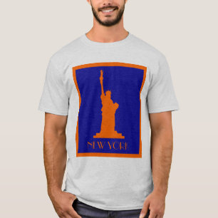 Freiheitsstatue und New York in Orange und Blau T-Shirt