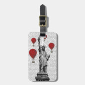 Freiheitsstatue und Rot-Heißluftballons Gepäckanhänger (Vorderseite vertikal)