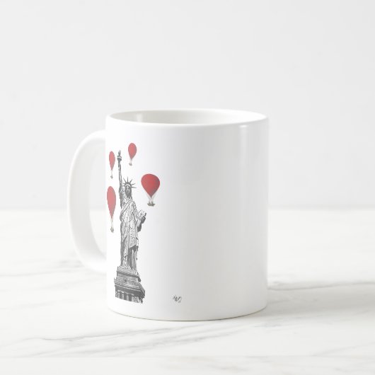 Freiheitsstatue und Rot-Heißluftballons Kaffeetasse (Vorderseite Links)