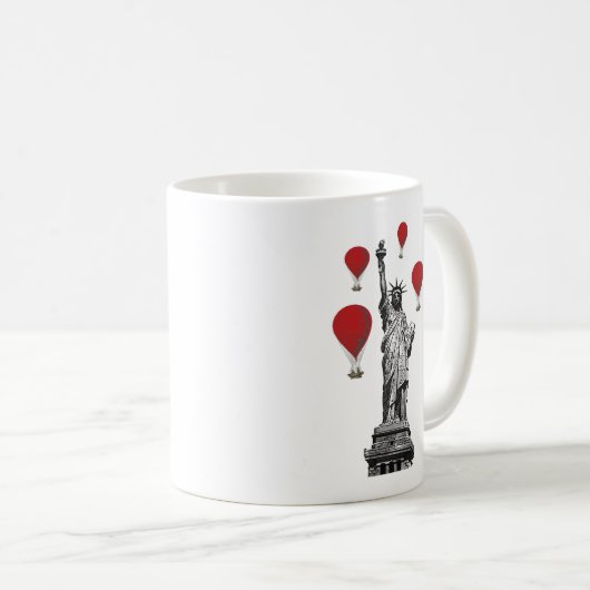 Freiheitsstatue und Rot-Heißluftballons Kaffeetasse (VorderseiteRechts)