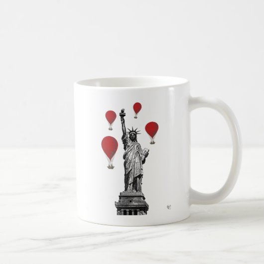 Freiheitsstatue und Rot-Heißluftballons Kaffeetasse (Rechts)