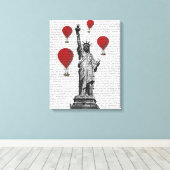 Freiheitsstatue und Rot-Heißluftballons Leinwanddruck (Insitu (Holzboden))