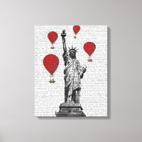Freiheitsstatue und Rot-Heißluftballons