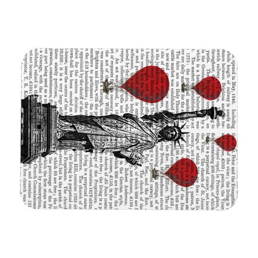 Freiheitsstatue und Rot-Heißluftballons Magnet (Horizontal)