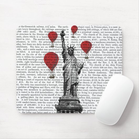 Freiheitsstatue und Rot-Heißluftballons Mousepad (Mit Mouse)