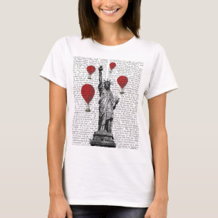 Freiheitsstatue und Rot-Heißluftballons T-Shirt